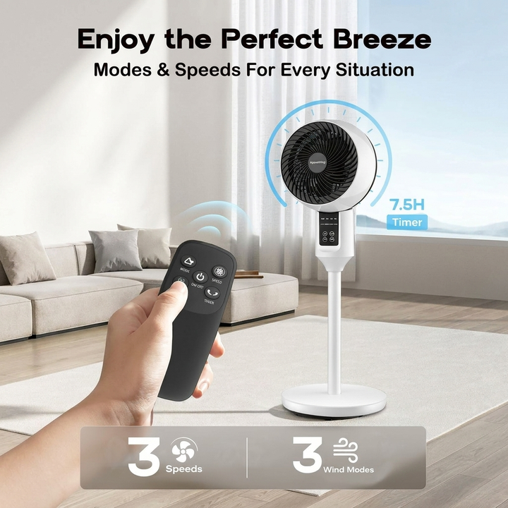 Adjustable pedestal fan with 3D oscillation