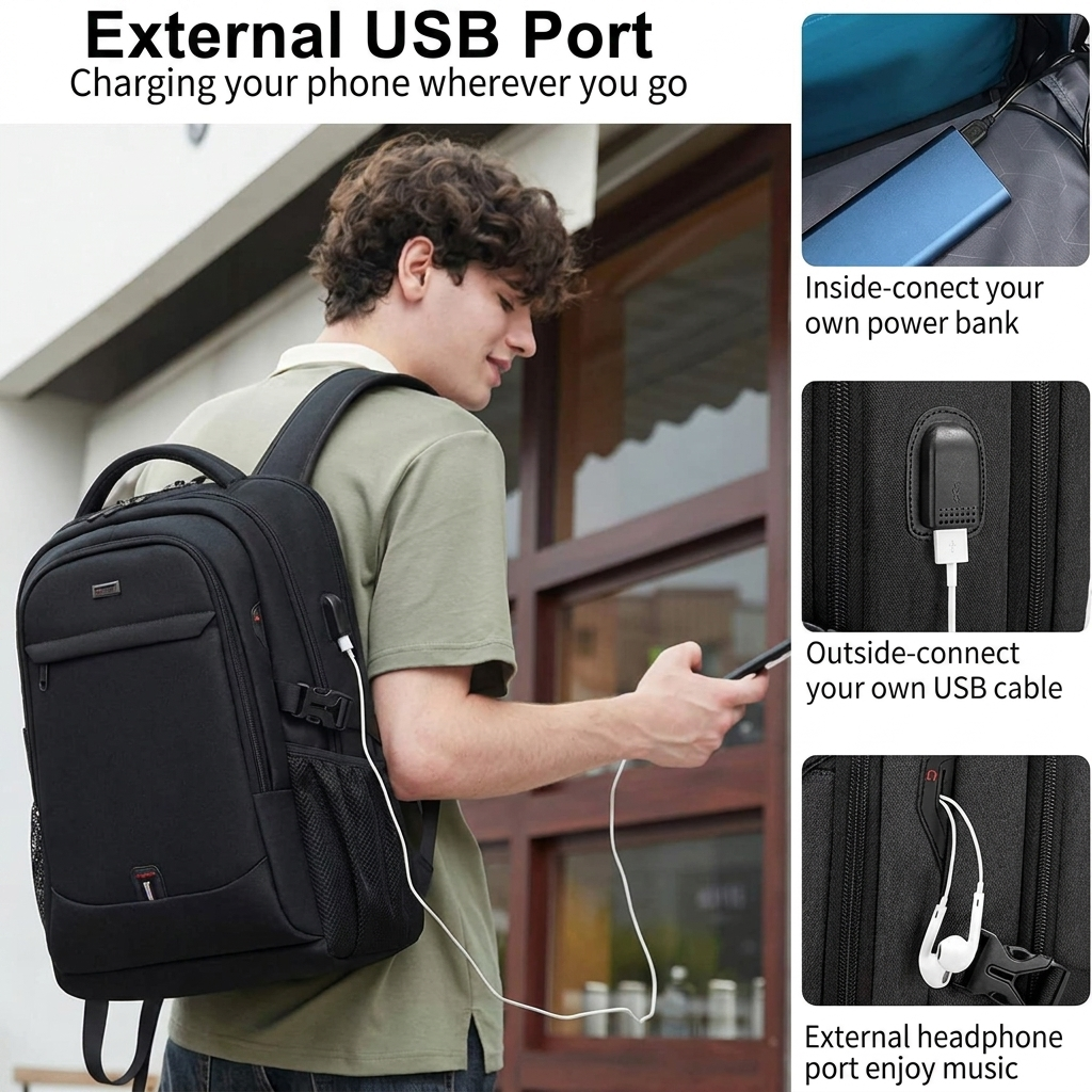Waterproof laptop and travel backpack with organized compartments