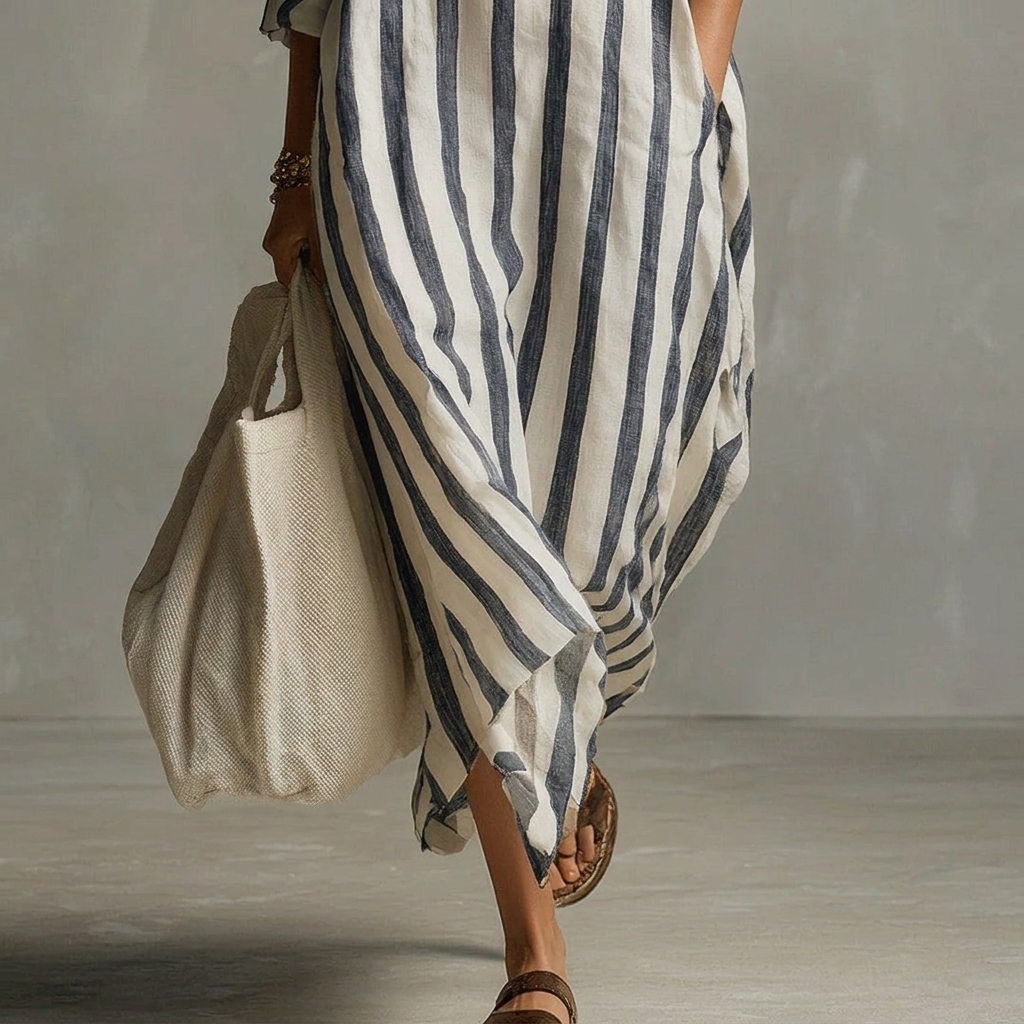 Women's A-line Dress – With Lapel Collar