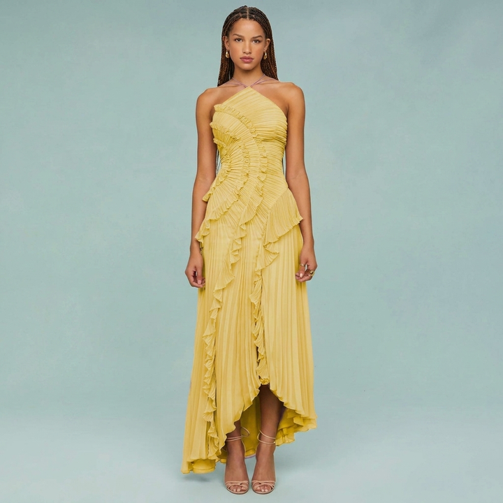 Women’s Ruffled Halter Neck Maxi Dress