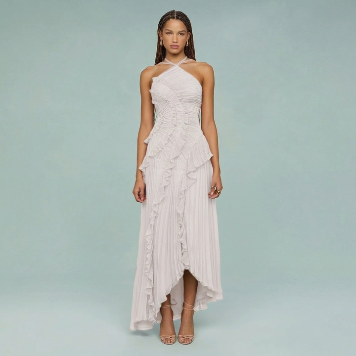Women’s Ruffled Halter Neck Maxi Dress