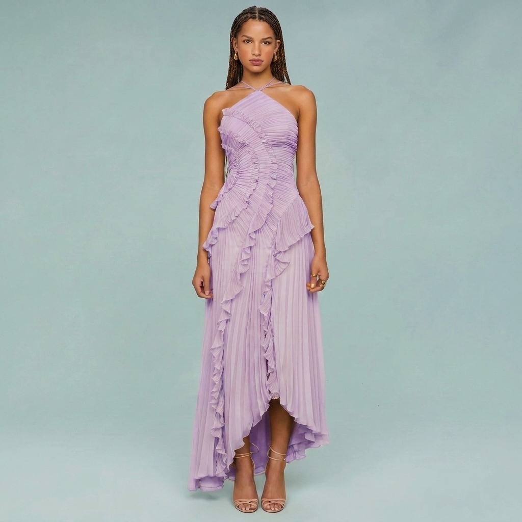 Women’s Ruffled Halter Neck Maxi Dress