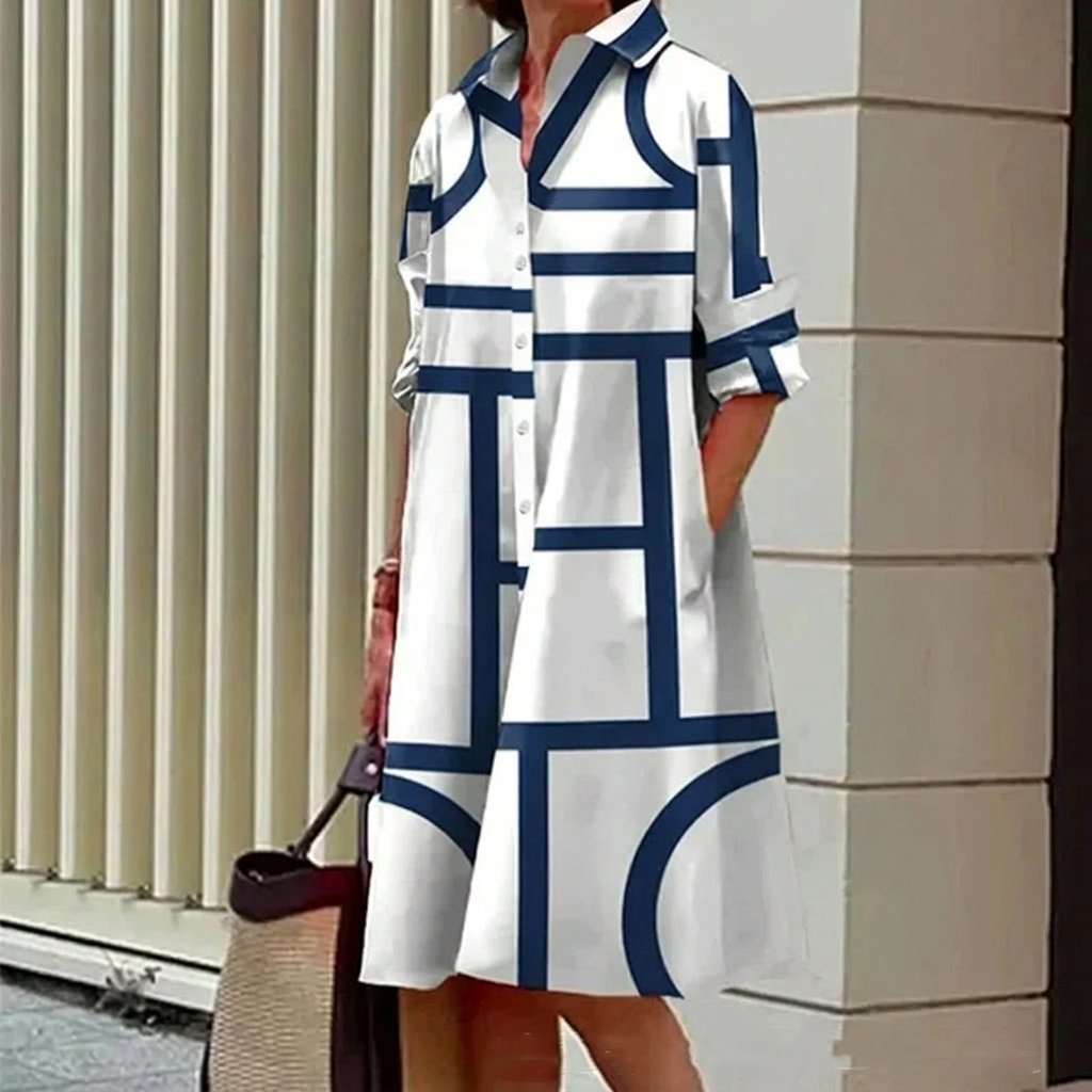 Women’s Colorful 3D Digital Print Shirt Dress
