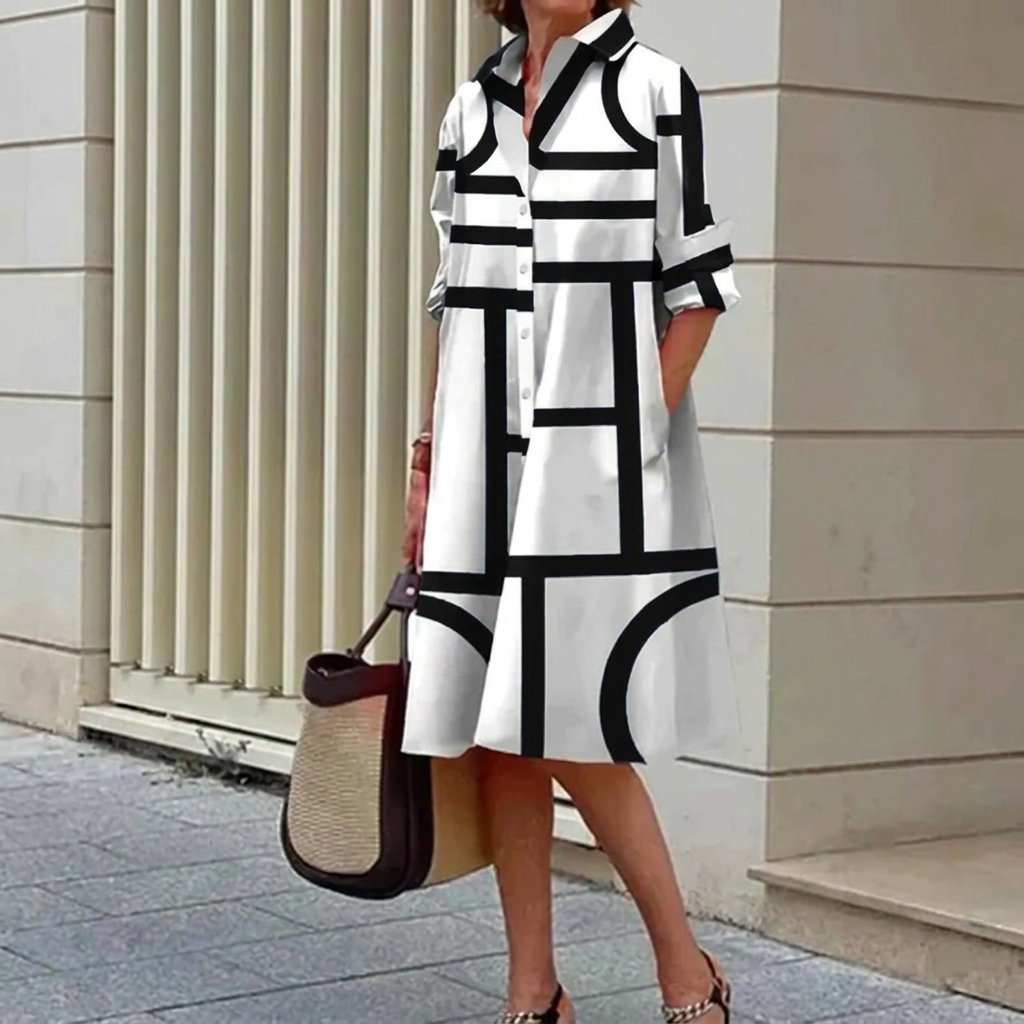 Women’s Colorful 3D Digital Print Shirt Dress