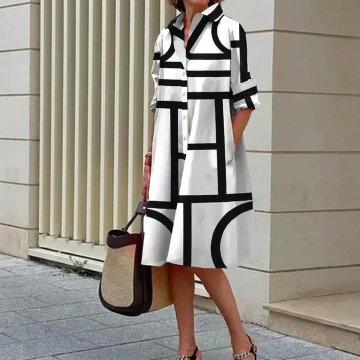 Women’s Colorful 3D Digital Print Shirt Dress