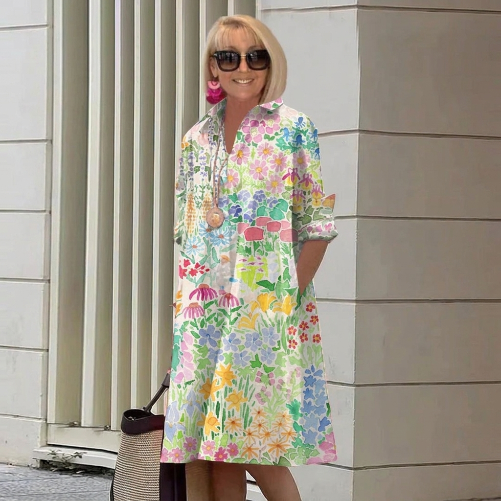 Women’s Colorful 3D Digital Print Shirt Dress