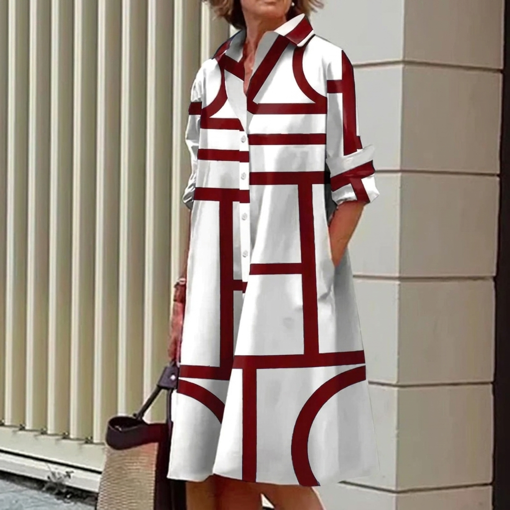Women’s Colorful 3D Digital Print Shirt Dress