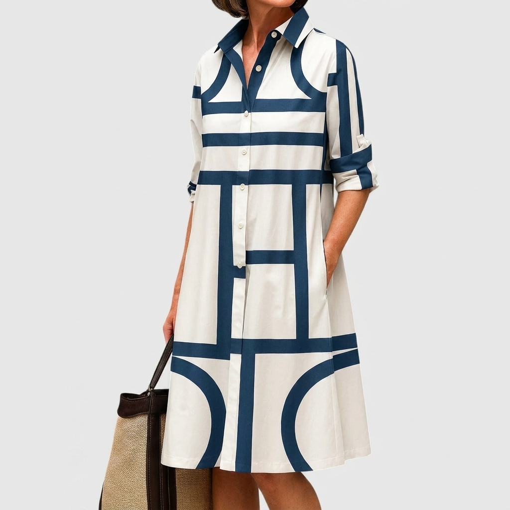 Women’s Colorful 3D Digital Print Shirt Dress