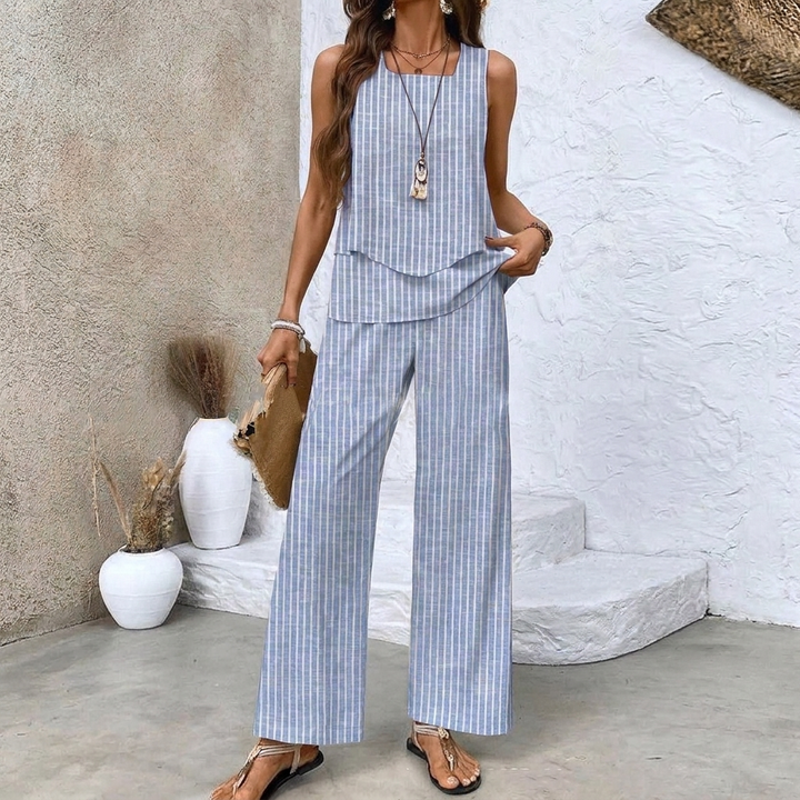Women’s Sleeveless Two Piece Print Suit