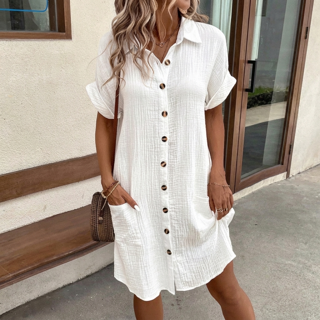 Women’s Casual Button-Down Linen Dress