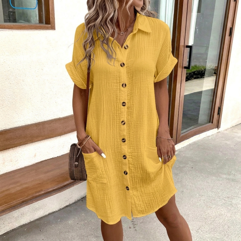 Women’s Casual Button-Down Linen Dress