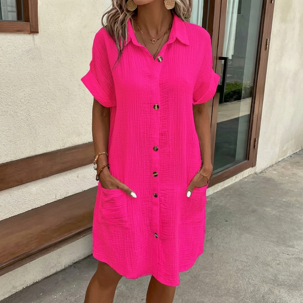 Women’s Casual Button-Down Linen Dress