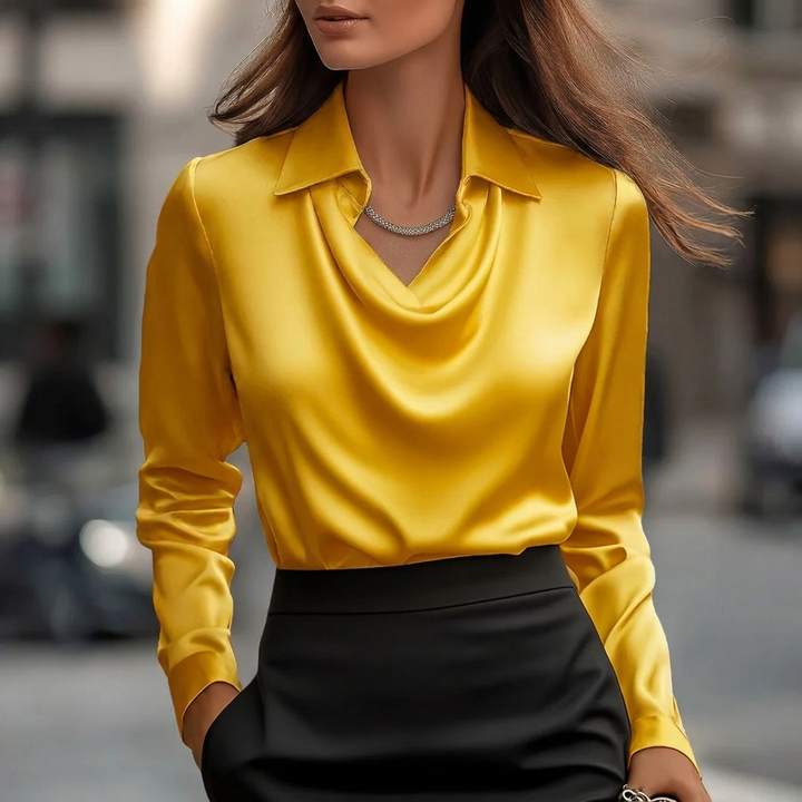 Women's Elegant Long Sleeve Swing Collar Blouse