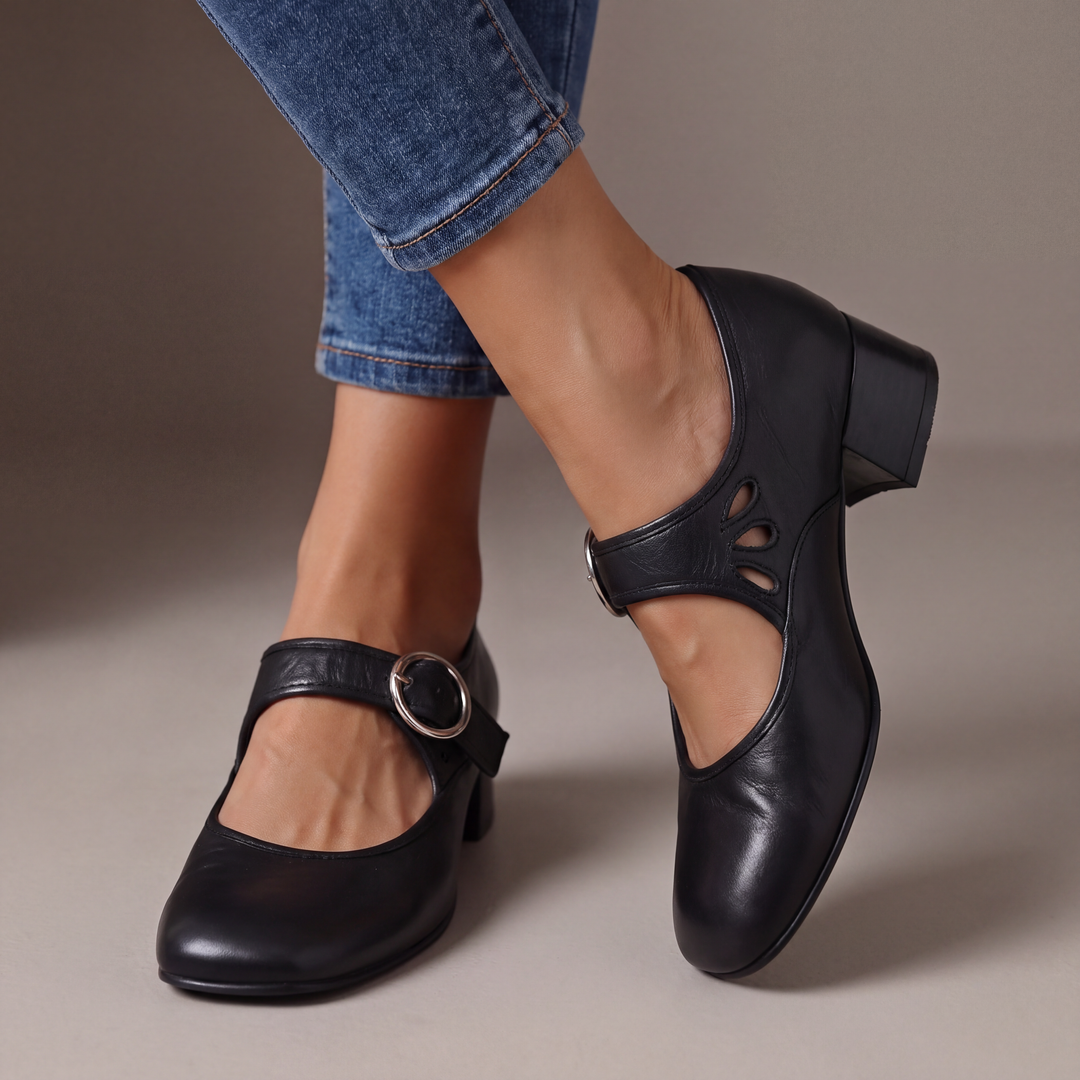 Strappy Buckle Pumps with Cushioned Insole