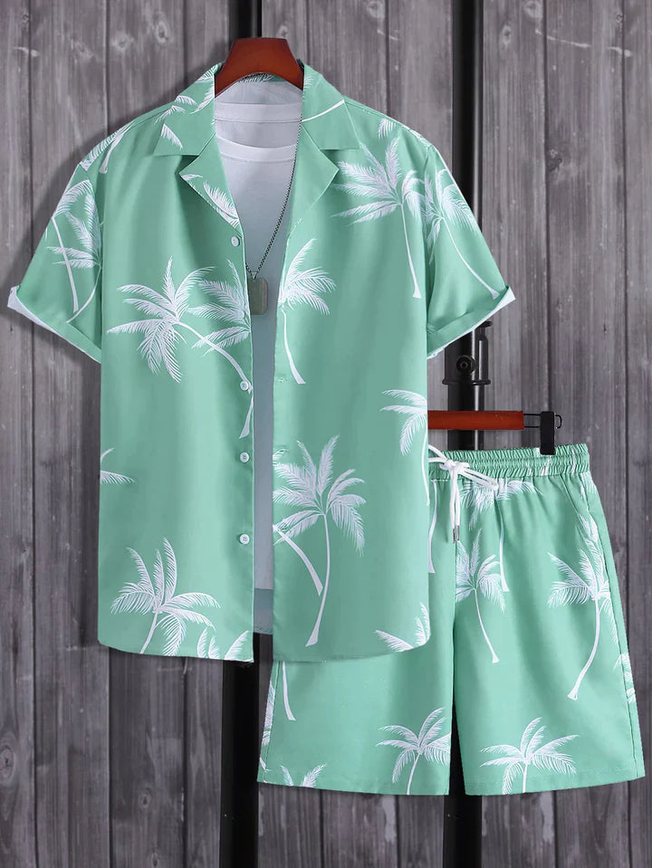 Dieter | Tropical Palm Print Shirt & Shorts Set
