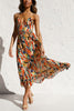 Women’s Summer Colored Midi Dress with V-Neck and Spaghetti Straps