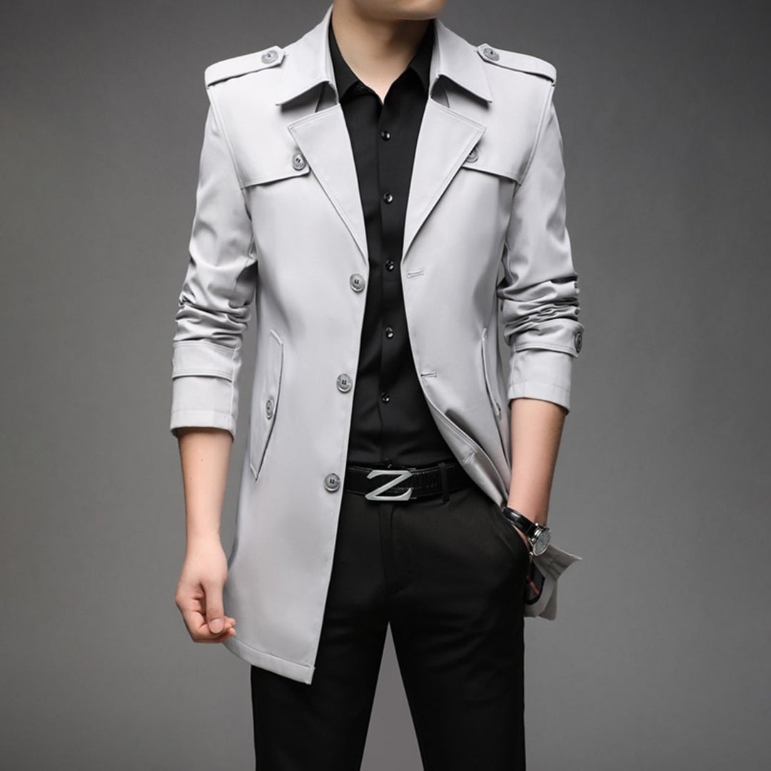 Men's Single Breasted Lightweight Trench Coat