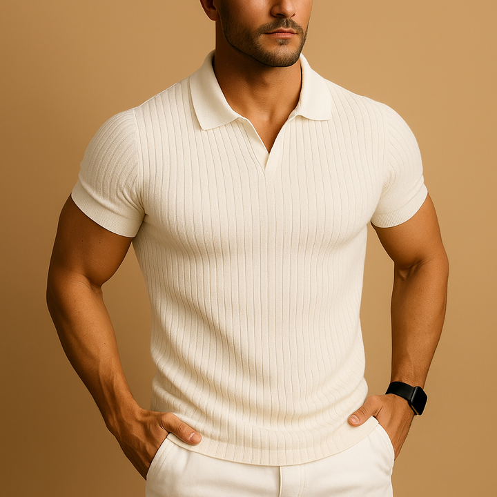 Men's Slim Fit V-Neck Polo Shirt