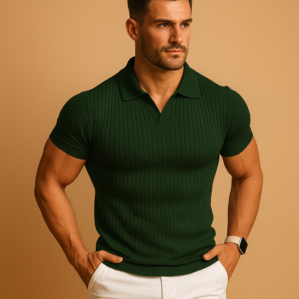 Men's Slim Fit V-Neck Polo Shirt
