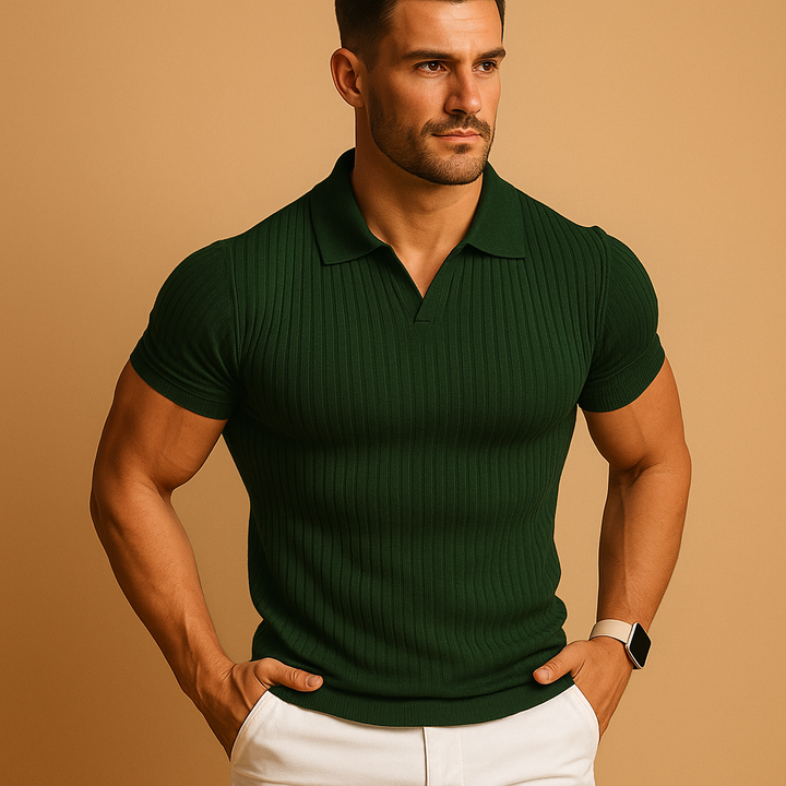 Men's Slim Fit V-Neck Polo Shirt