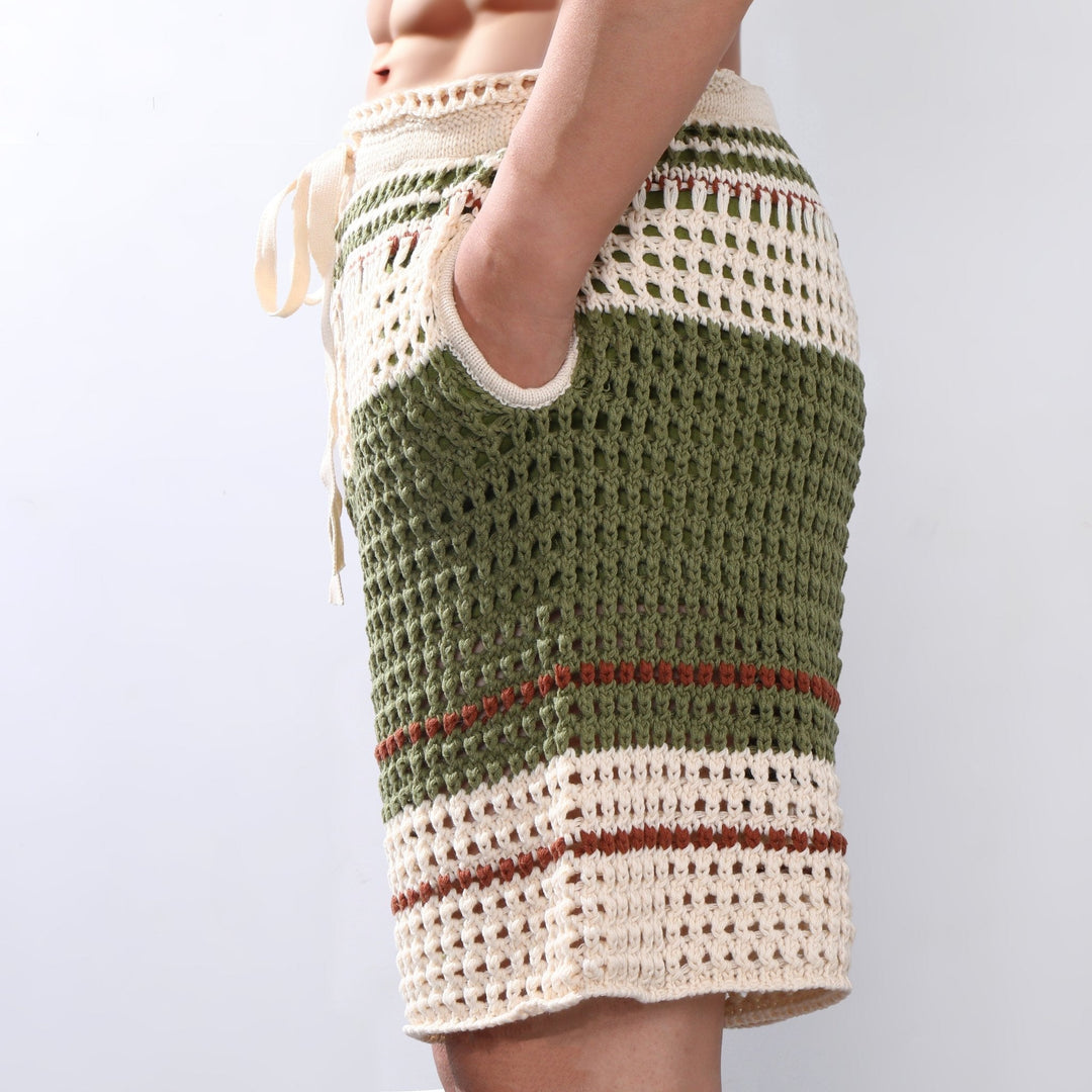 Men's Braided Beach Shorts with Elastic Waistband