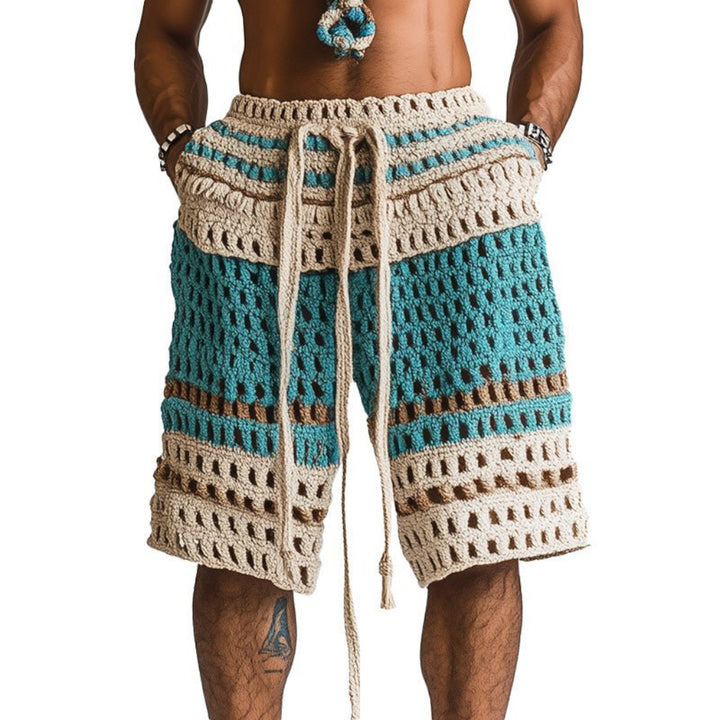 Men's Braided Beach Shorts with Elastic Waistband