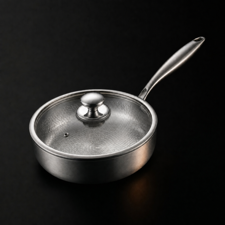 Hand-Hammered Deep Titanium Frying Pan