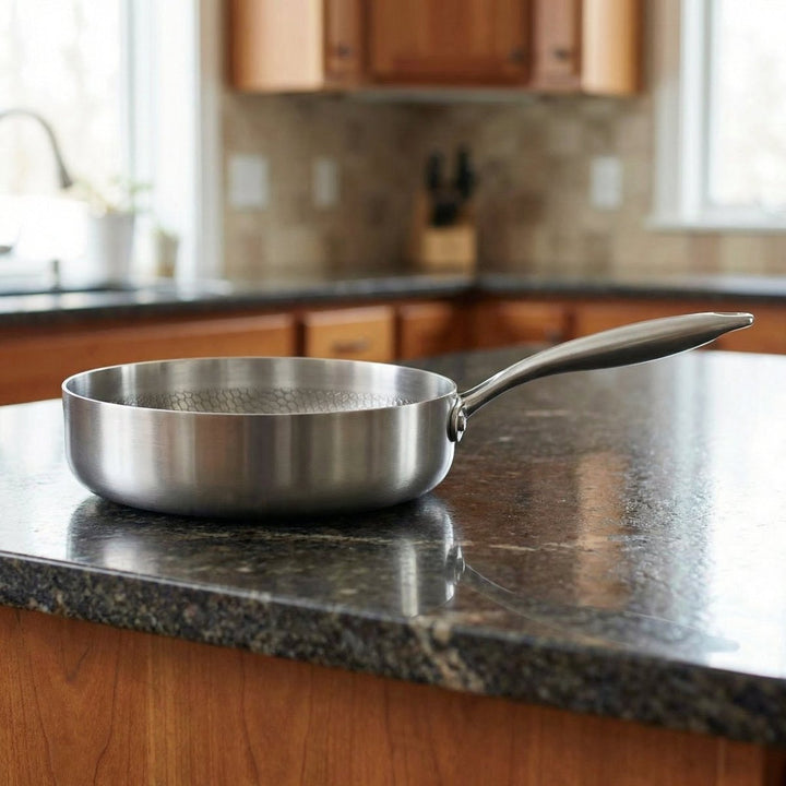 Hand-Hammered Deep Titanium Frying Pan