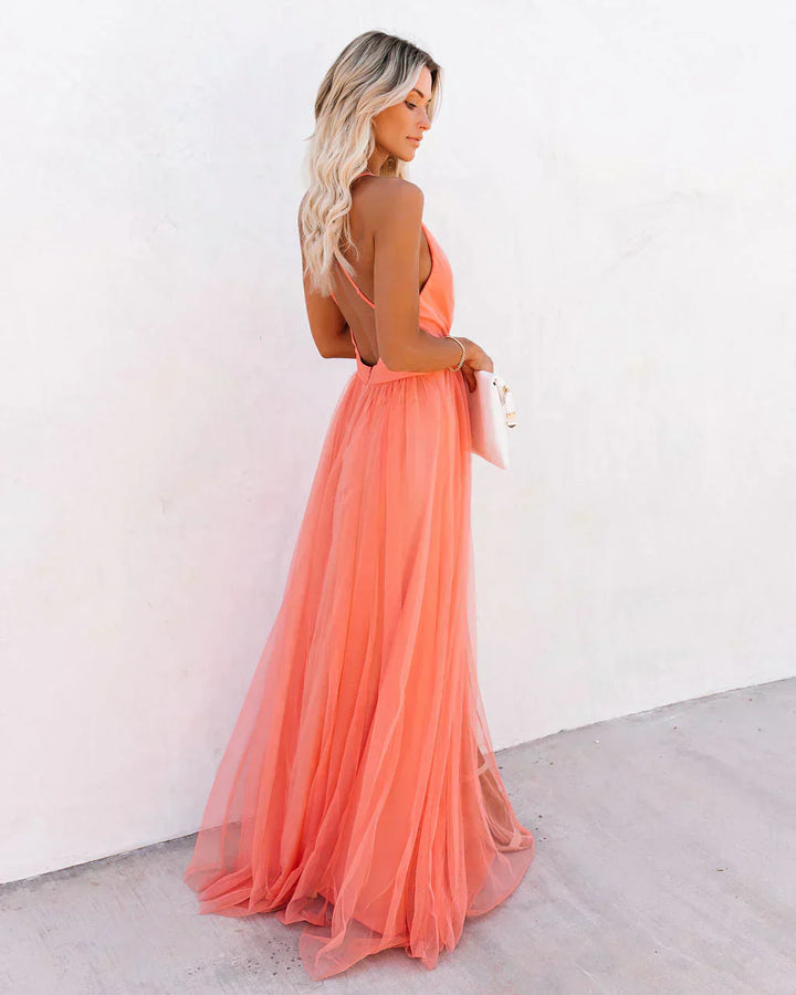 Women’s Maxi Dress with Deep V-Neck for Summer