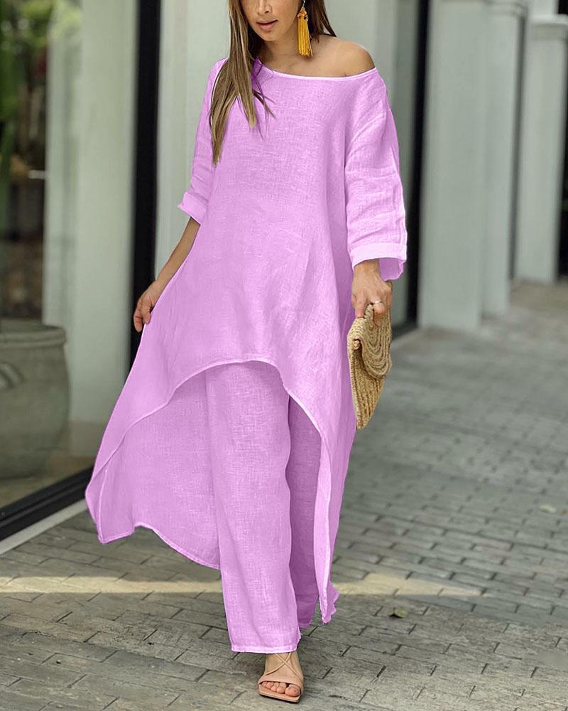 Women’s Linen Set with Tunic-Style Top