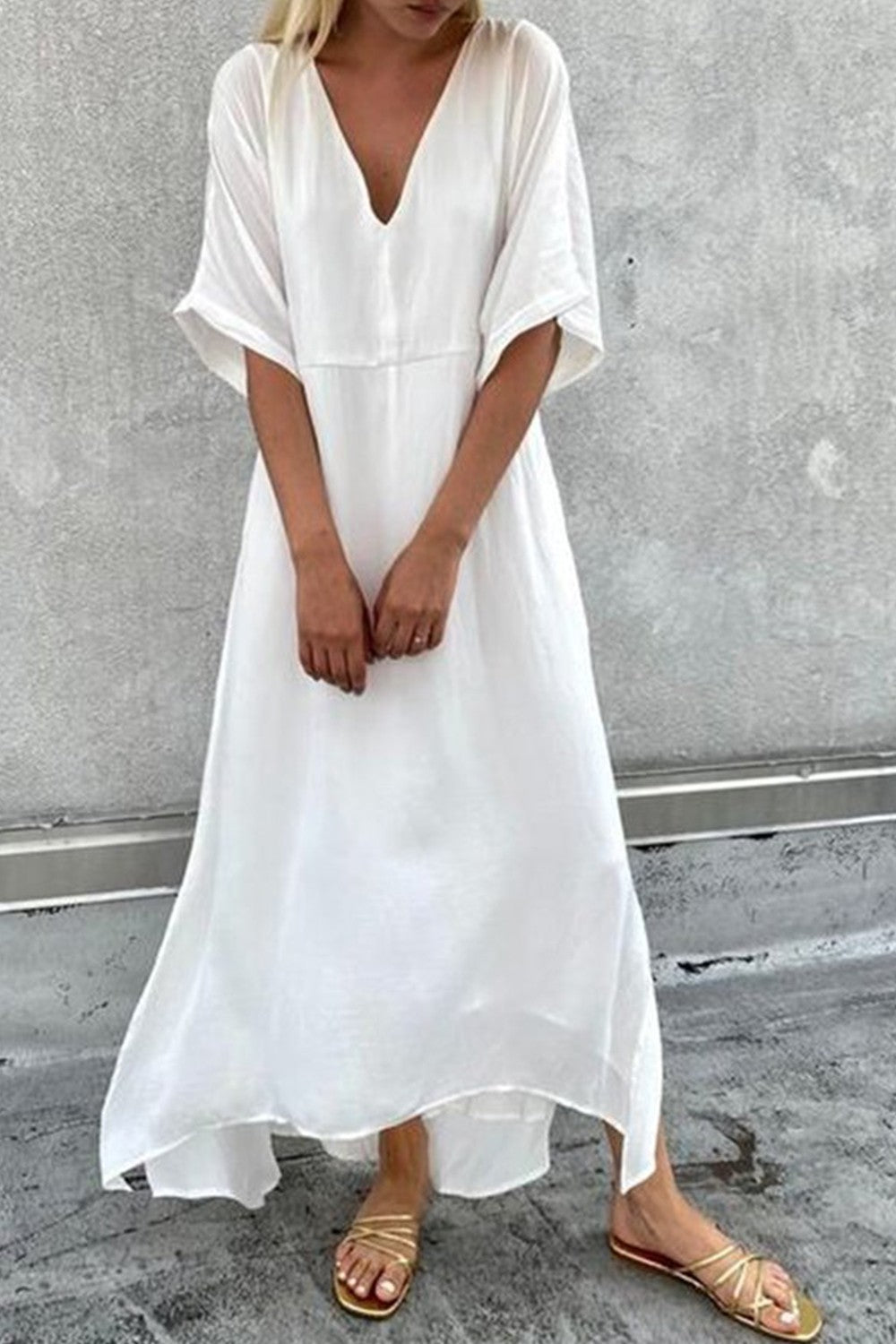 Women’s V-Neck Flowing Maxi Dress