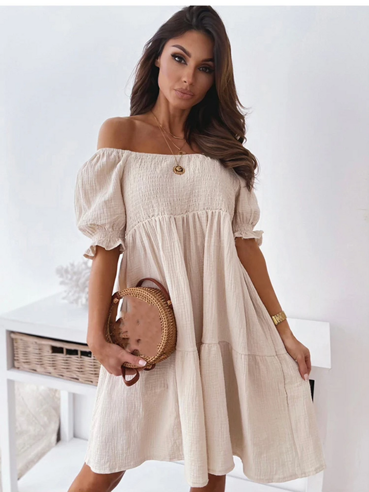 Women’s Off-Shoulder Mini Dress with Tiered Skirt