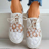 Women’s Floral Embroidered Lace-Up Sneakers