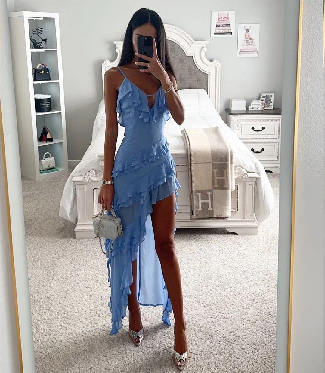 Women’s Ruffled Asymmetrical Midi Dress