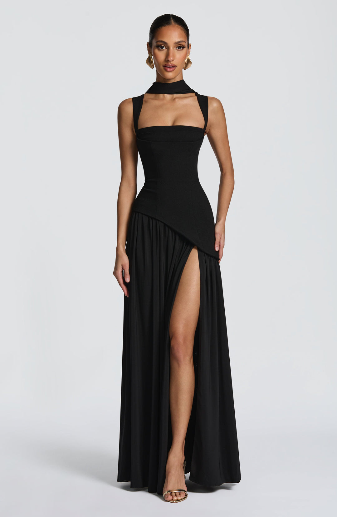 Flowing Chiffon Maxi Dress with Lace-Up Back