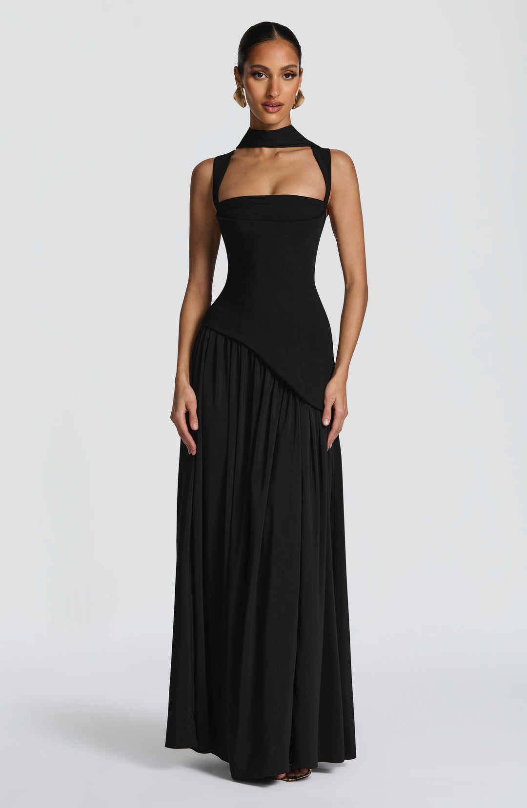 Flowing Chiffon Maxi Dress with Lace-Up Back