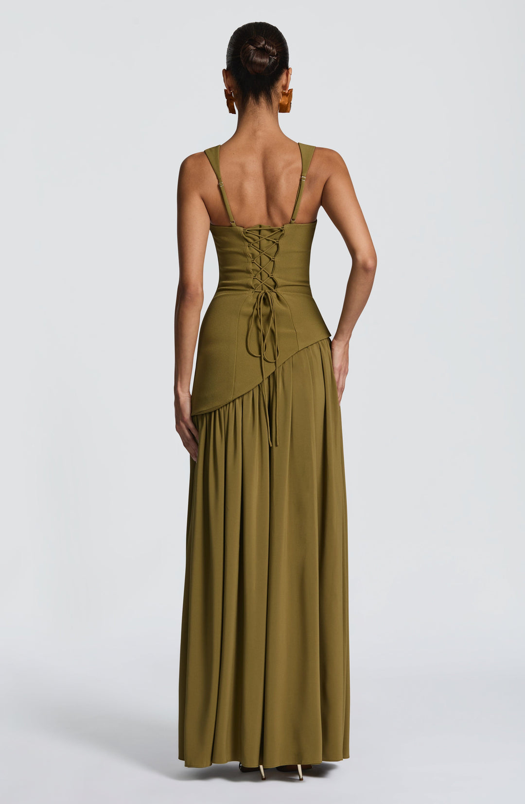 Flowing Chiffon Maxi Dress with Lace-Up Back