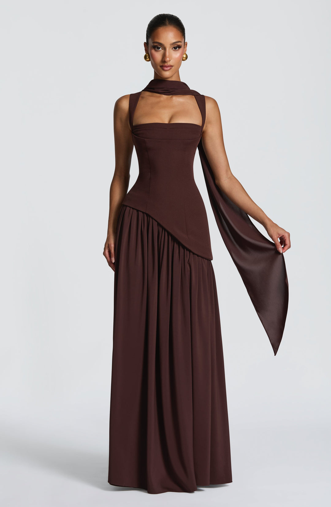Flowing Chiffon Maxi Dress with Lace-Up Back