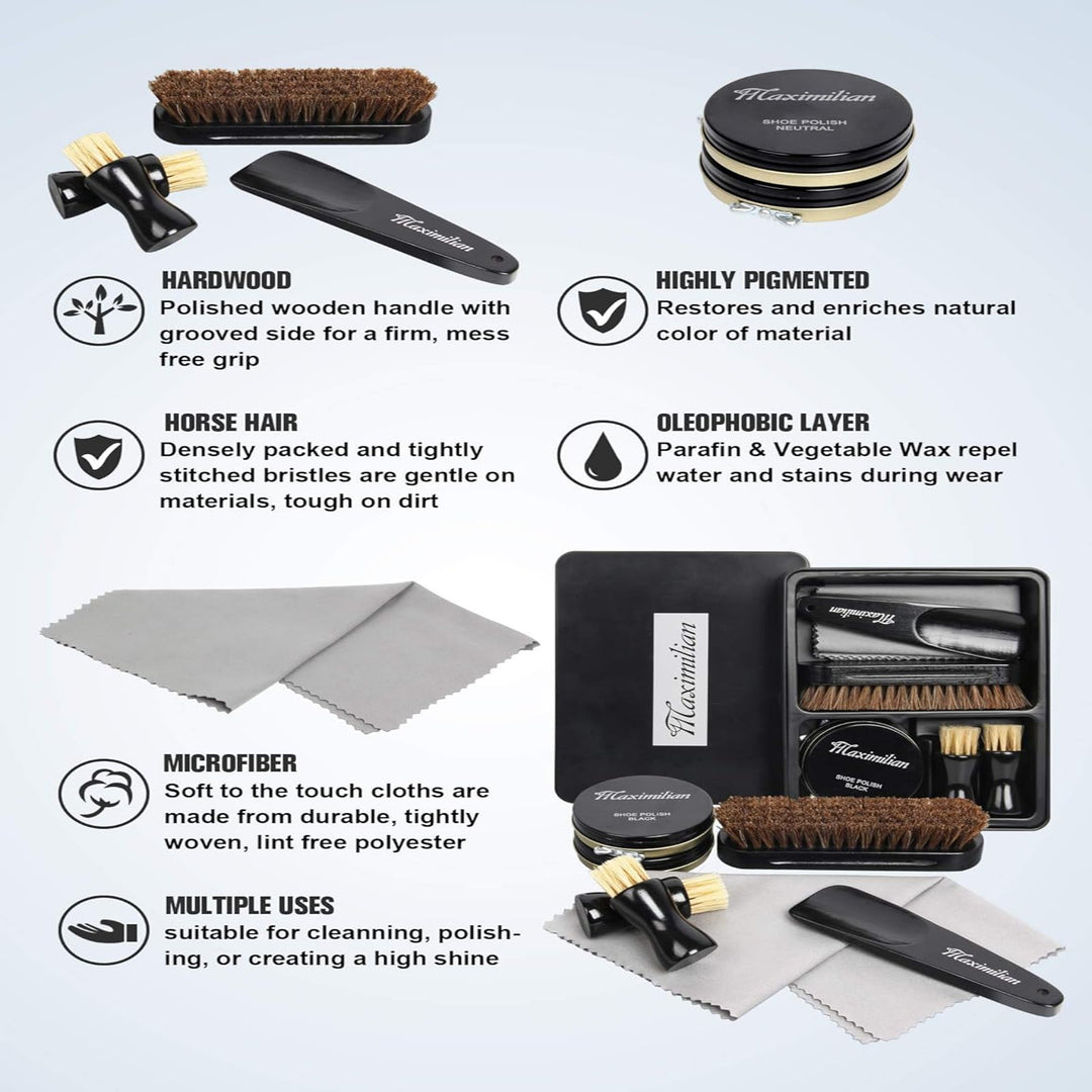 7-Piece Shoe Shine and Care Kit