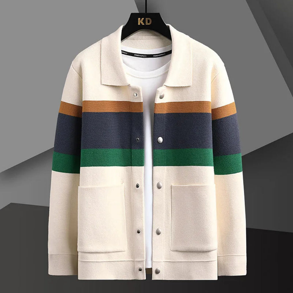 Men’s  Striped Knit Cardigan Sweater