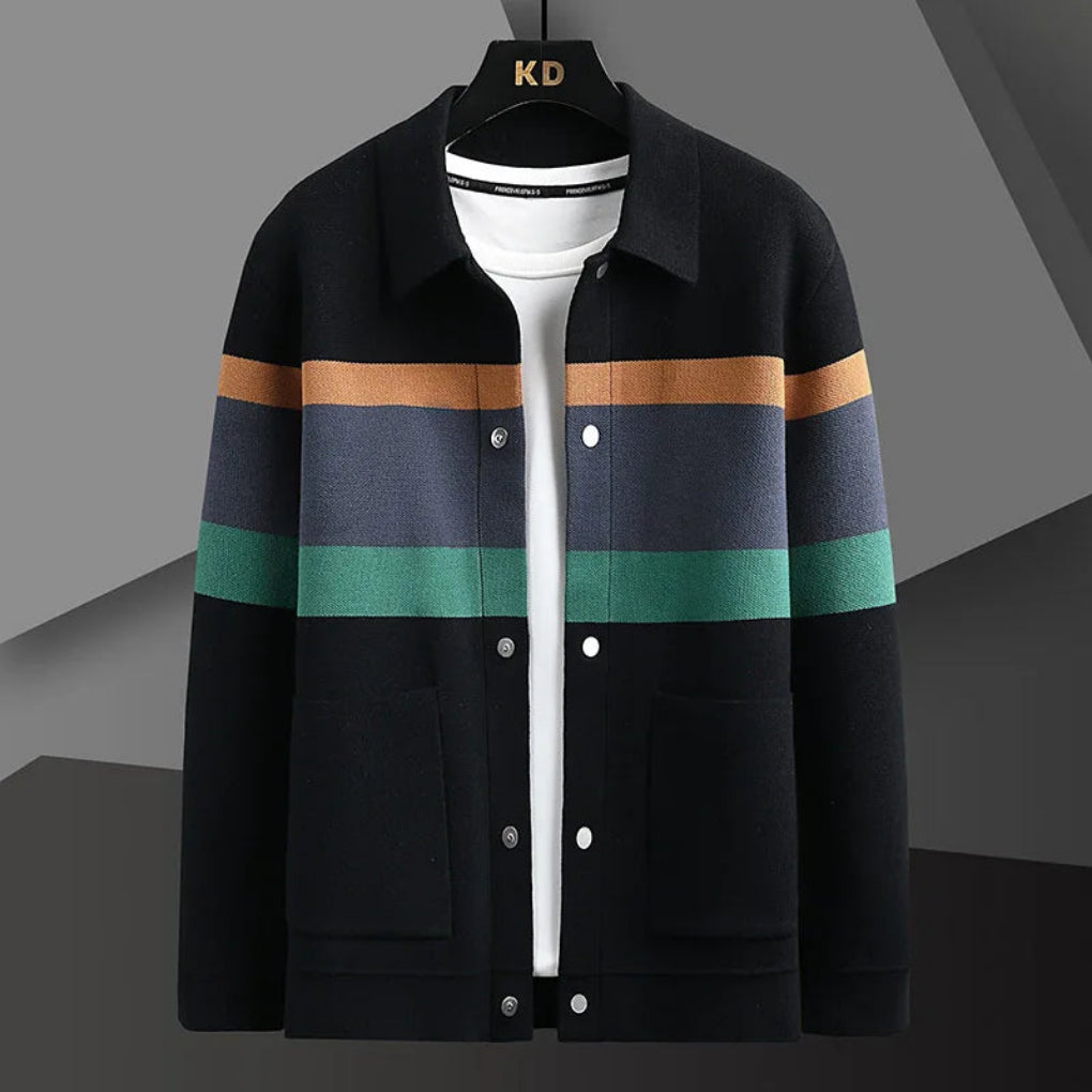 Men’s  Striped Knit Cardigan Sweater