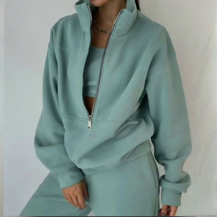 Cropped Half-Zip Jogger Two-Piece Set