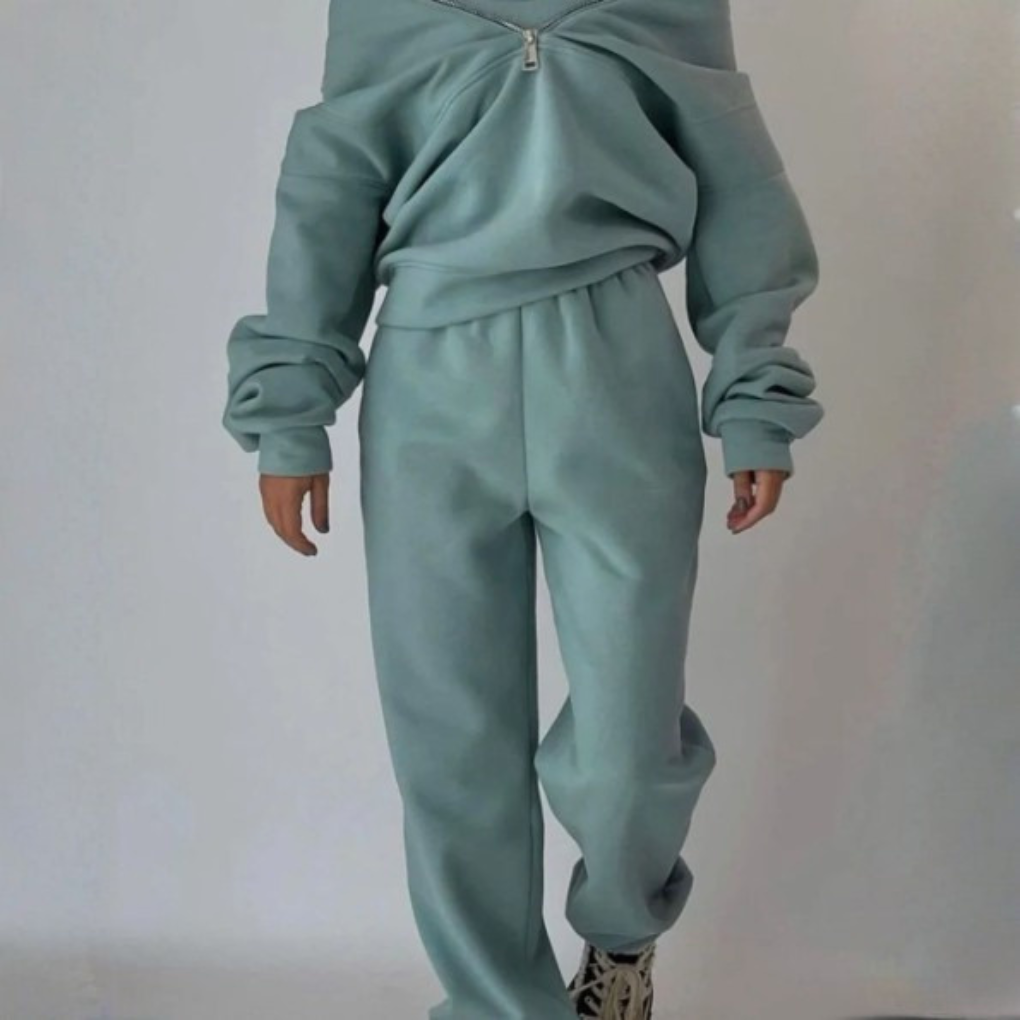Cropped Half-Zip Jogger Two-Piece Set