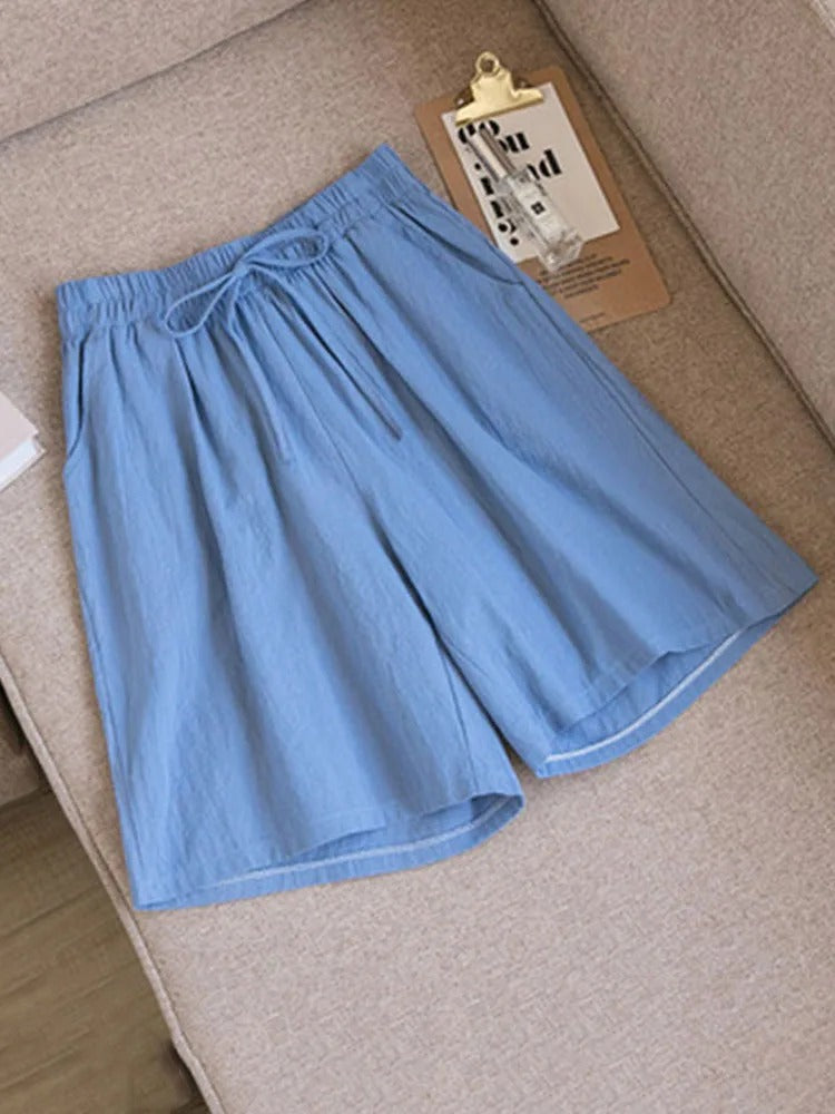 Women's Linen Shorts with Drawstring