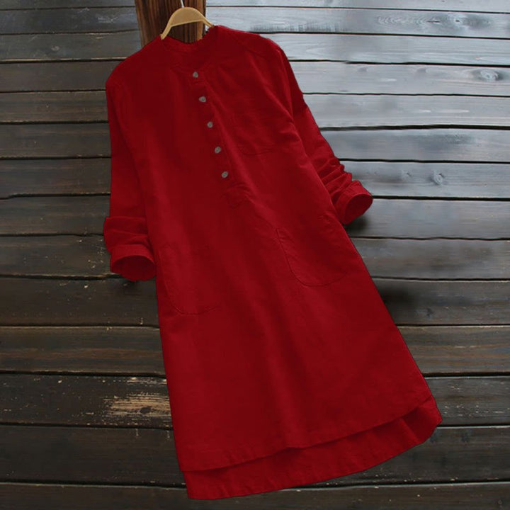 Women's Shirt Dress with Pockets and Buttons