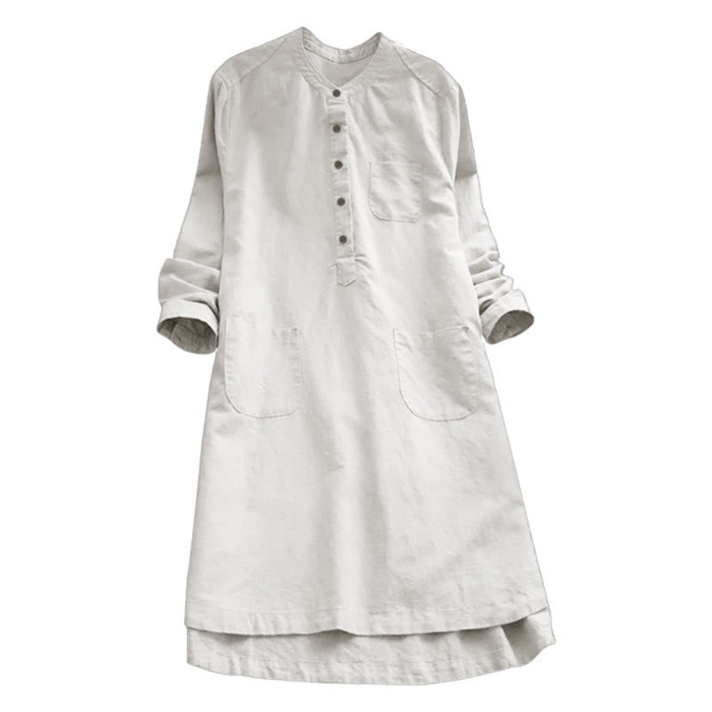 Women's Shirt Dress with Pockets and Buttons