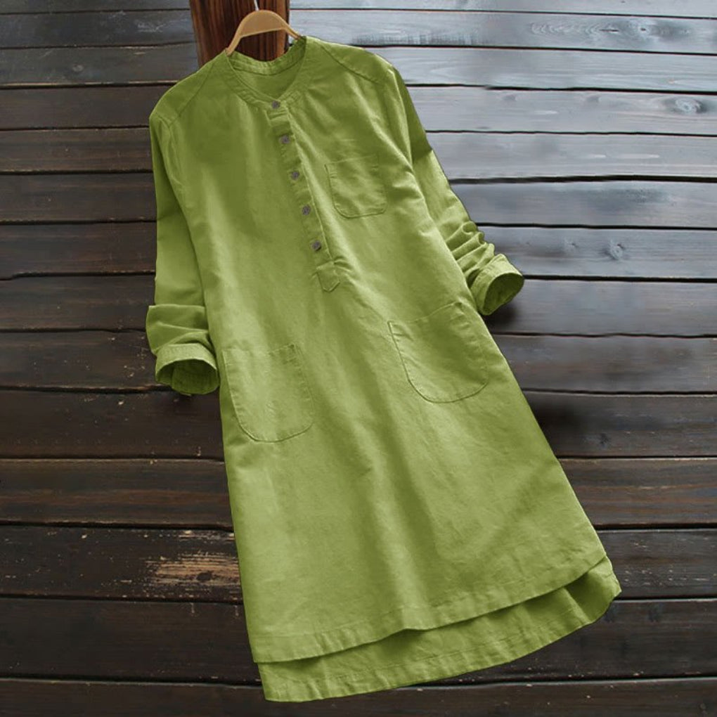 Women's Shirt Dress with Pockets and Buttons