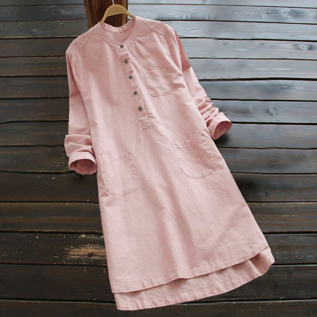 Women's Shirt Dress with Pockets and Buttons