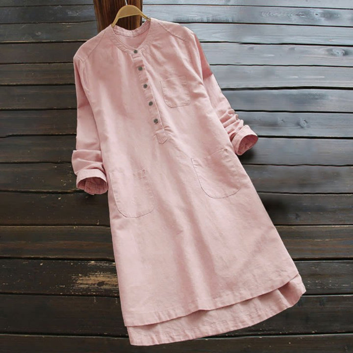 Women's Shirt Dress with Pockets and Buttons