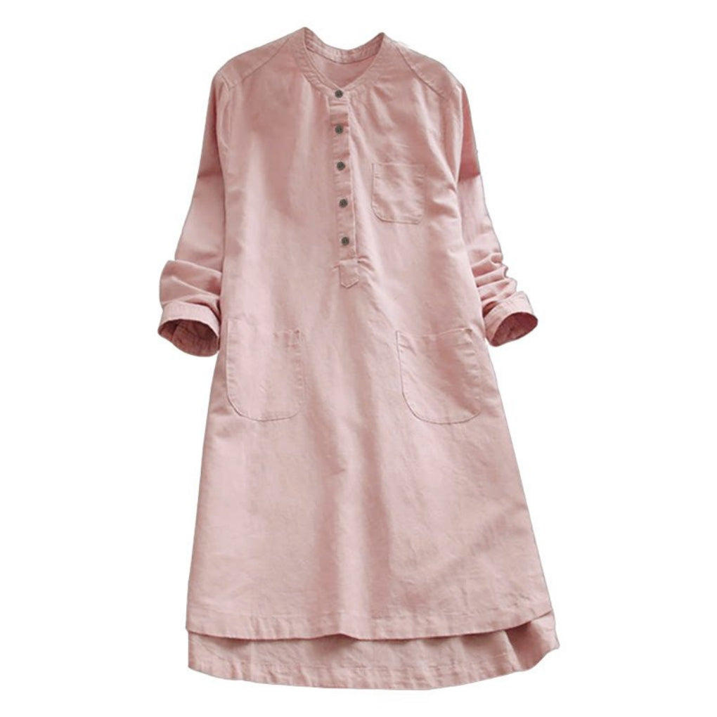 Women's Shirt Dress with Pockets and Buttons